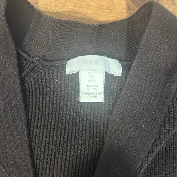 H&M Oversized Large Wool Blend Chocolate Brown Tortoise Button Bell Sleeve Crop - Picture 8 of 9